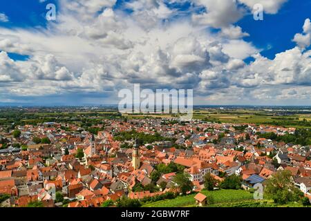 Small old city called Schriesheim viewed from Odenwald forest in Germany Stock Photo