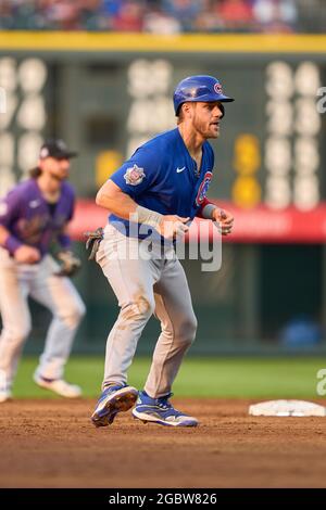 August 3 2021: Chicago Cubs third baseman Patrick Wisdom (16) before the  game with the Chicago Cubs and the Colorado Rockies held at Coors Field in  Denver Co. David Seelig/Cal Sport Medi(Credit