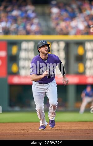 May 4 2022: Colorado first baseman C.J Cron (25) gets a hit during the game  with Washington Nationals and Colorado Rockies held at Coors Field in  Denver Co. David Seelig/Cal Sport Medi(Credit