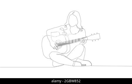 A cute girl with a guitar sketch by @honneysingh (MIKE) | 2017 sketch 1st  by Mike | I Wish you like my sketch... — Steemit