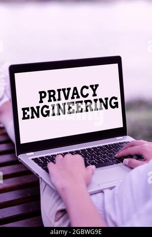 Writing displaying text Privacy Engineering. Conceptual photo engineered systems provide acceptable levels of privacy Voice And Video Calling Stock Photo
