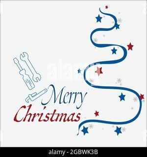 Elegant Christmas tree and Plumbing supply tools decorations. copy space Stock Vector