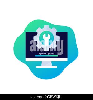 system update icon with computer Stock Vector