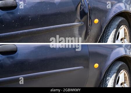 Car Dent Damage Repair Before And After Stock Photo