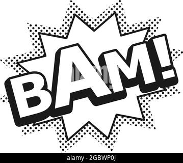 Bam word in action explosion label for comic effect as vector icon Stock Vector