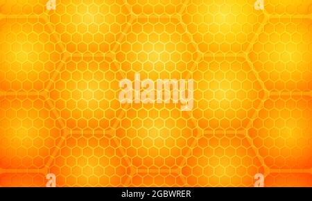 Yellow honey hive honeycombs. Hexagonal cells texture. Honeycomb grid honeyed. Vector illustration. Stock Vector