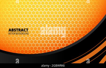 Abstract futuristic concept geometric background with yellow hexagon carbon fiber. Black and yellow abstract sports vector background with honeycomb Stock Vector