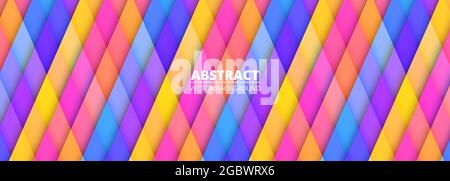 Abstract colorful geometric background. Multicolor wide horizontal banner template. Rhombus geometric background in bright rainbow colors. Vector Stock Vector
