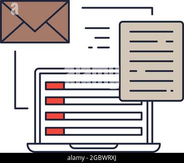 Mail marketing vector icon flat outline design Stock Vector