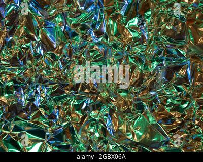 Closeup of abstract colorful crinkly shiny material Stock Photo