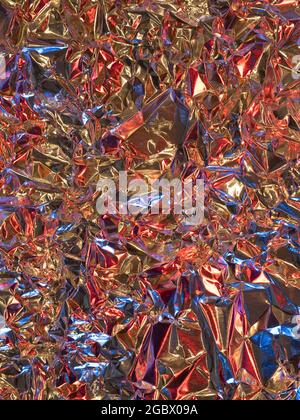 Closeup of abstract colorful crinkly shiny material Stock Photo