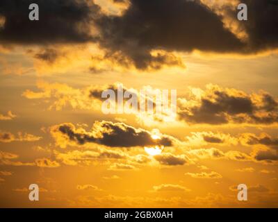 Sunset over the Gulf of Mexico from Nokomis Beach in Nokimis Florida USA Stock Photo