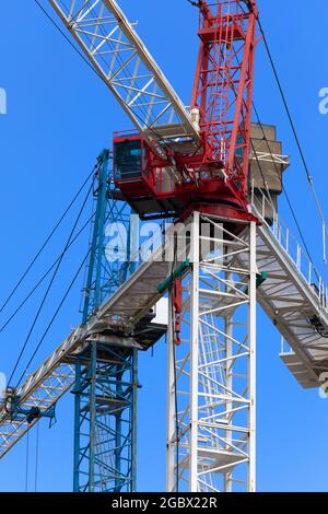 Two construction cranes at construction site. Ontario Canada Stock Photo