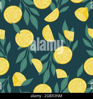 Seamless pattern of hand drawn lemons. Doodle hand drawn pattern Stock Vector