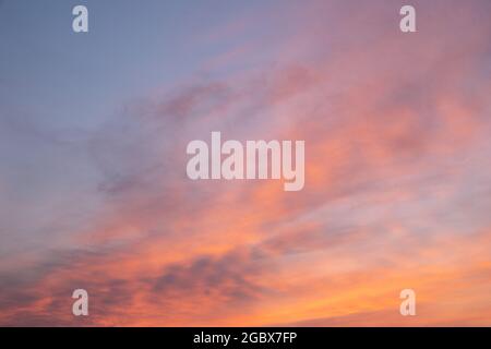 Morning sky with pastel-colored clouds Stock Photo