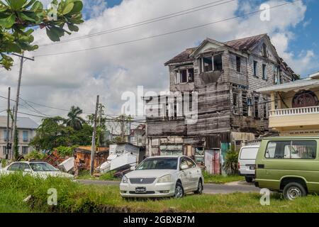 GEORGETOWN, GUYANA - AUGUST 10, 2015: Old wooden house in Georgetown, capital of Guyana Stock Photo