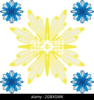 Azulejo portugales tiled style blue and yellow Stock Vector