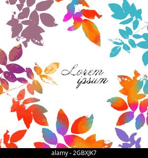 Background frame with colorful twigs. Mixed media. Vector illustration Stock Vector