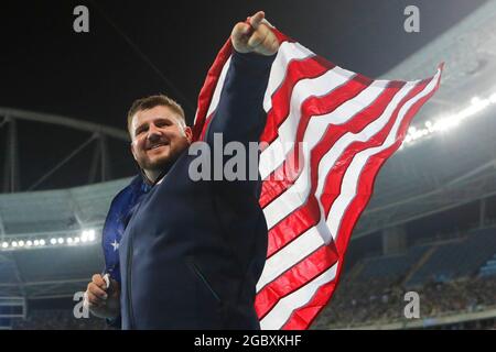 Joe Kovacs of USA team shot put wins silver medal at the Rio 2016 Summer Olympic Games track and field, world athletics Stock Photo