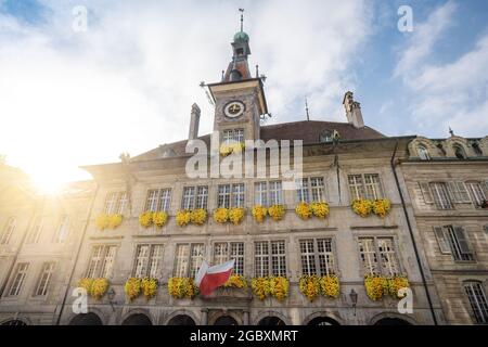 Lausanne Town Hall at Place de la Palud - Lausanne, Switzerland Stock Photo