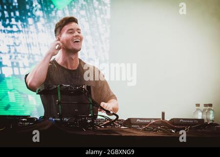 Newcastle, UK. August 5th 2021: Joel Corry performs at Live From Times Square in Newcastle upon Tyne, UK. 5th Aug, 2021. Credit: Thomas Jackson/Alamy Live News Stock Photo