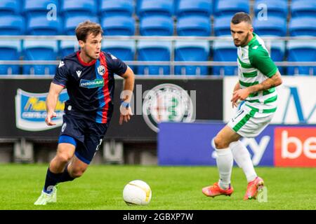 Pavel Bucha of Viktoria Plzeň in action. The New Saints v FC Viktoria Plzeň in the UEFA Europa Conference League 3rd qualifying round at the Cardiff C Stock Photo