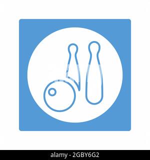 Vector Graphic of Bowling - White Moon Style - outline style design.Vector graphic illustration. icon for website design.Editable stroke Stock Vector