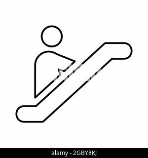 Vector Graphic of Escalator - Line Style - outline style design.Vector graphic illustration. icon for website design.Editable stroke Stock Vector
