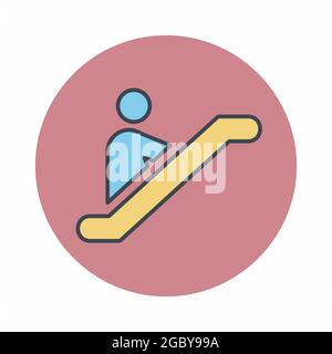 Vector Graphic of Escalator - Colour Mate Style - Editable stroke. line icon.Vector symbol.Editable stroke Stock Vector