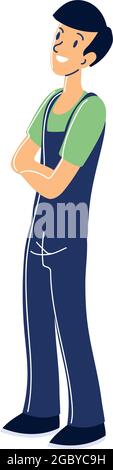 male worker in overalls Stock Vector