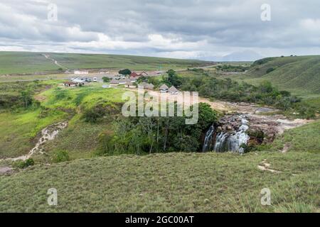 Quebrada Pacheco waterfall in Gran Sabana region in National Park Canaima, Venezuela. Stock Photo