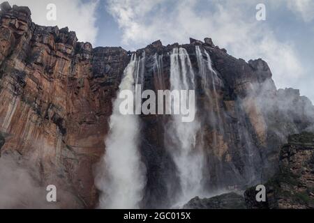 Angel Falls (Salto Angel), the highest waterfall in the world (978 m) during rainy period, Venezuela Stock Photo