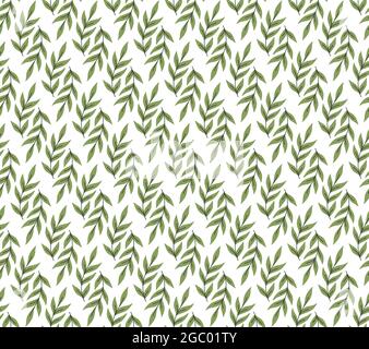 Green leaves. Vector seamless pattern. Simple nature texture. Floral ornament. Fabric design Stock Vector