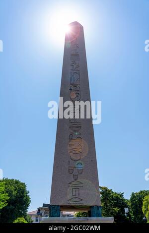 Obelisk of Theodosius is the Ancient Egyptian obelisk known today as At Meydanı or Sultanahmet Meydanı, in city of Istanbul, Turkey Stock Photo