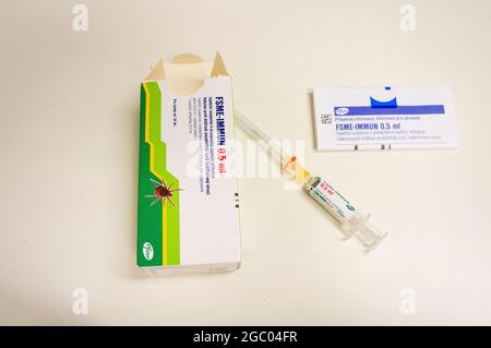 vaccination against TBE, tick-borne encephalitis, injection, Czech Republic, March 17, 2021.   (CTK Photo/Libor Sojka) Stock Photo