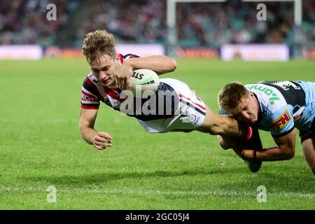 Sam Walker of Australia scores a try during the Men's Rugby League ...
