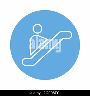 Vector Graphic of Escalator - Blue Monochrome Style Stock Vector