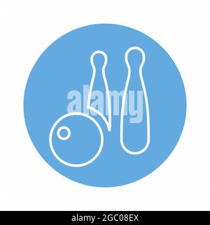 Vector Graphic of Bowling - Blue Monochrome Style - outline style design.Vector graphic illustration.icon for website design.Editable stroke Stock Vector
