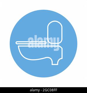 Vector Graphic of Toilet Seat - Blue Monochrome Style Stock Vector