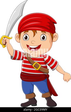 Cartoon pirate boy holding a sword Stock Vector Image & Art - Alamy