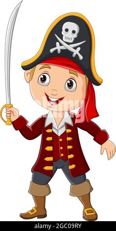 Cartoon pirate boy holding a sword Stock Vector Image & Art - Alamy