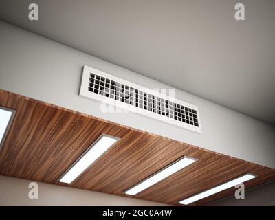 Hotel room air ventilation grill on the wall. 3D illustration. Stock Photo
