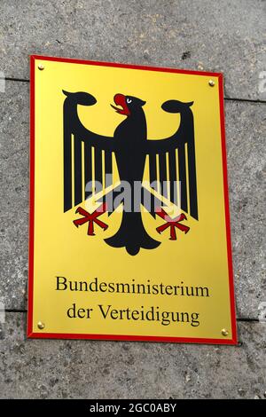 Brass sign at the Federal Ministry of Defence, (Bundesministerium der Verteidigung) in Stauffenbergstrasse Berlin Stock Photo