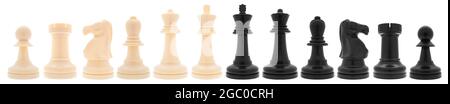 Chess set pieces on white background Stock Photo