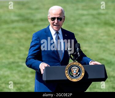Washington, DC, USA. 5th Aug, 2021. President JOE BIDEN speaking at the White House at an event where the President signed an Executive Order to promote American clean cars and trucks. (Credit Image: © Michael Brochstein/ZUMA Press Wire) Stock Photo