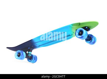 rainbow plastic Penny board skateboard isolated on white background Stock Photo