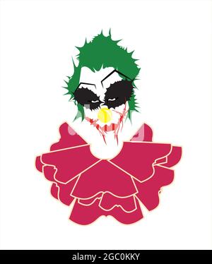 illustration of the joker looking mean, isolated on white Stock Vector