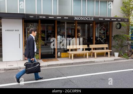 Tokyo, Japan. 28th Apr, 2017. A man walks past Monocle store in a newly fashionable district of Tomigaya in Shibuya, Tokyo. (Photo by Damon Coulter/SOPA Images/Sipa USA) Credit: Sipa USA/Alamy Live News Stock Photo