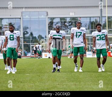 Florham Park, New Jersey, USA. August 6, 2021: New York Jets wide receiver  Keelan Cole (88) warm up during practice at the Atlantic Health Jets  Training Center, Florham Park, New Jersey. Duncan