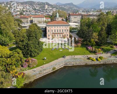 Villa Ciani on botanical park at Lugano in the italian part of Switzerland Stock Photo